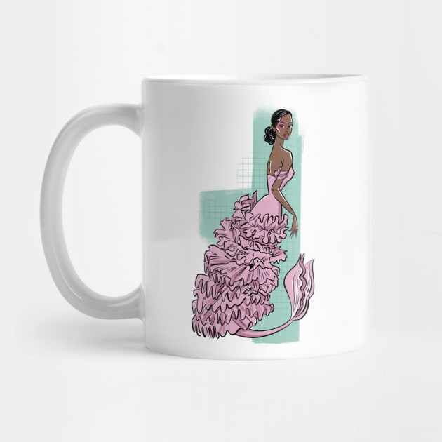 afro american mermaid in rose fashion by Vikki.Look